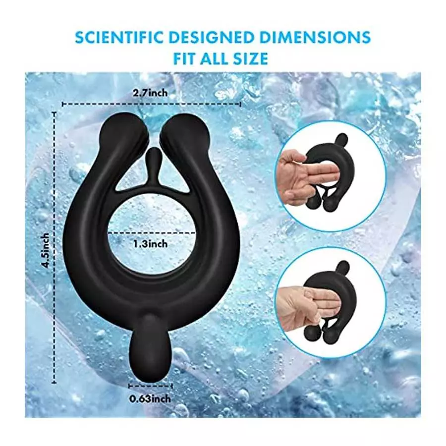 Vibrating Cock Ring,Fentinos Couple Vibrator with 9 Vibration Modes,3 Bullets Design Silicone Stretchy Penis Rings Erection Enha
