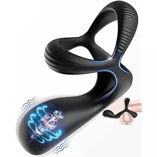Vibrating Cock Ring,FOLANVOFF Silicone Stretchy Penis Rings with 10 Vibrations, 3 in 1 Pens Rings for Men Erection, Rechargeable