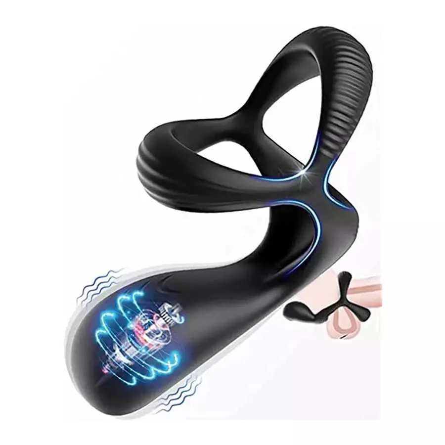 Vibrating Cock Ring,FOLANVOFF Silicone Stretchy Penis Rings with 10 Vibrations, 3 in 1 Pens Rings for Men Erection, Rechargeable