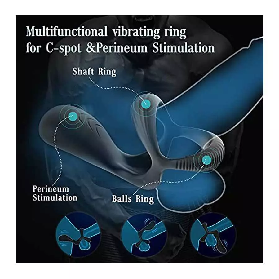 Vibrating Cock Ring,FOLANVOFF Silicone Stretchy Penis Rings with 10 Vibrations, 3 in 1 Pens Rings for Men Erection, Rechargeable