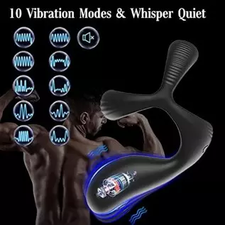 Vibrating Cock Ring,FOLANVOFF Silicone Stretchy Penis Rings with 10 Vibrations, 3 in 1 Pens Rings for Men Erection, Rechargeable
