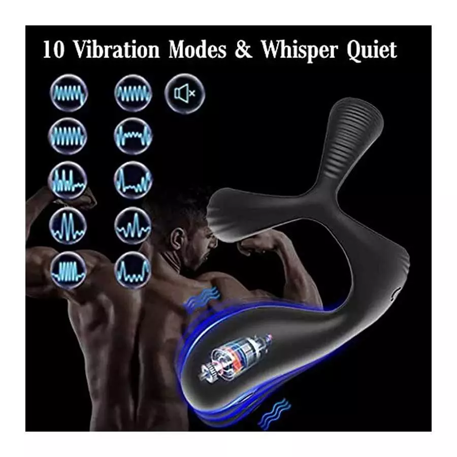 Vibrating Cock Ring,FOLANVOFF Silicone Stretchy Penis Rings with 10 Vibrations, 3 in 1 Pens Rings for Men Erection, Rechargeable