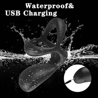 Vibrating Cock Ring,FOLANVOFF Silicone Stretchy Penis Rings with 10 Vibrations, 3 in 1 Pens Rings for Men Erection, Rechargeable