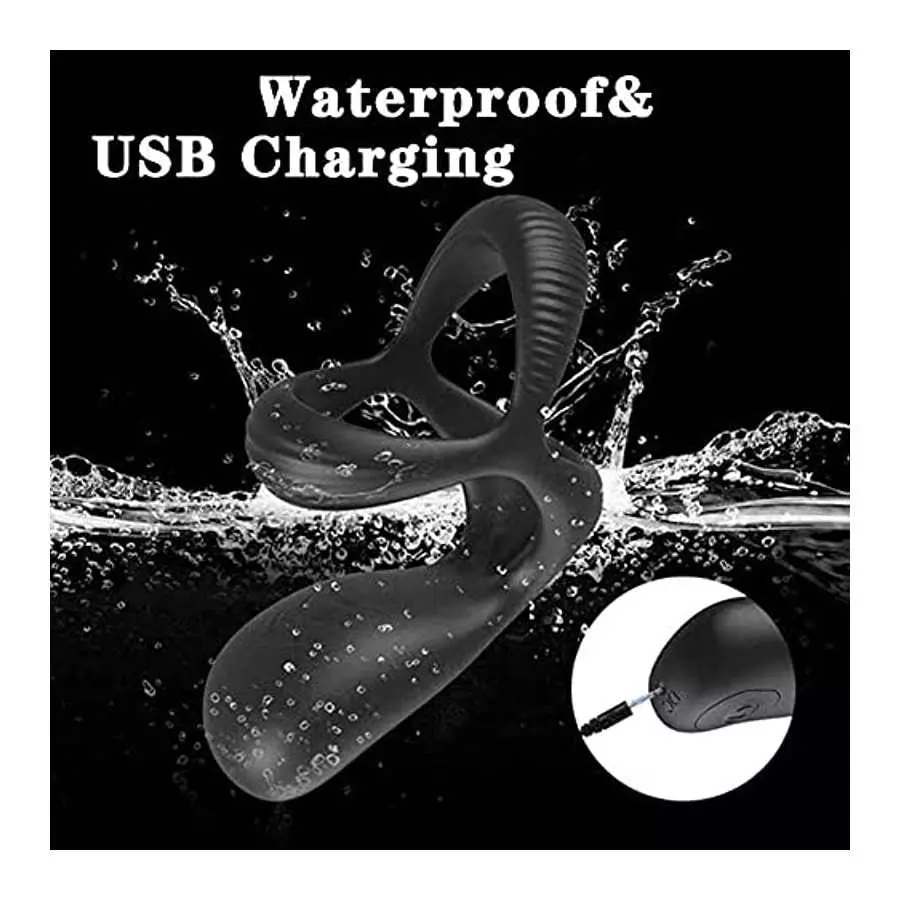 Vibrating Cock Ring,FOLANVOFF Silicone Stretchy Penis Rings with 10 Vibrations, 3 in 1 Pens Rings for Men Erection, Rechargeable