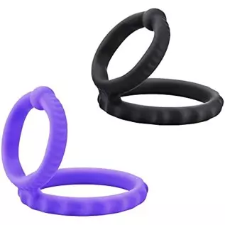 Silicone Penis Ring Set 2 in 1 Premium Stretchy Cock Ring for Erection Enhancing 2 Pcs Delay Control Sex Toy for Men