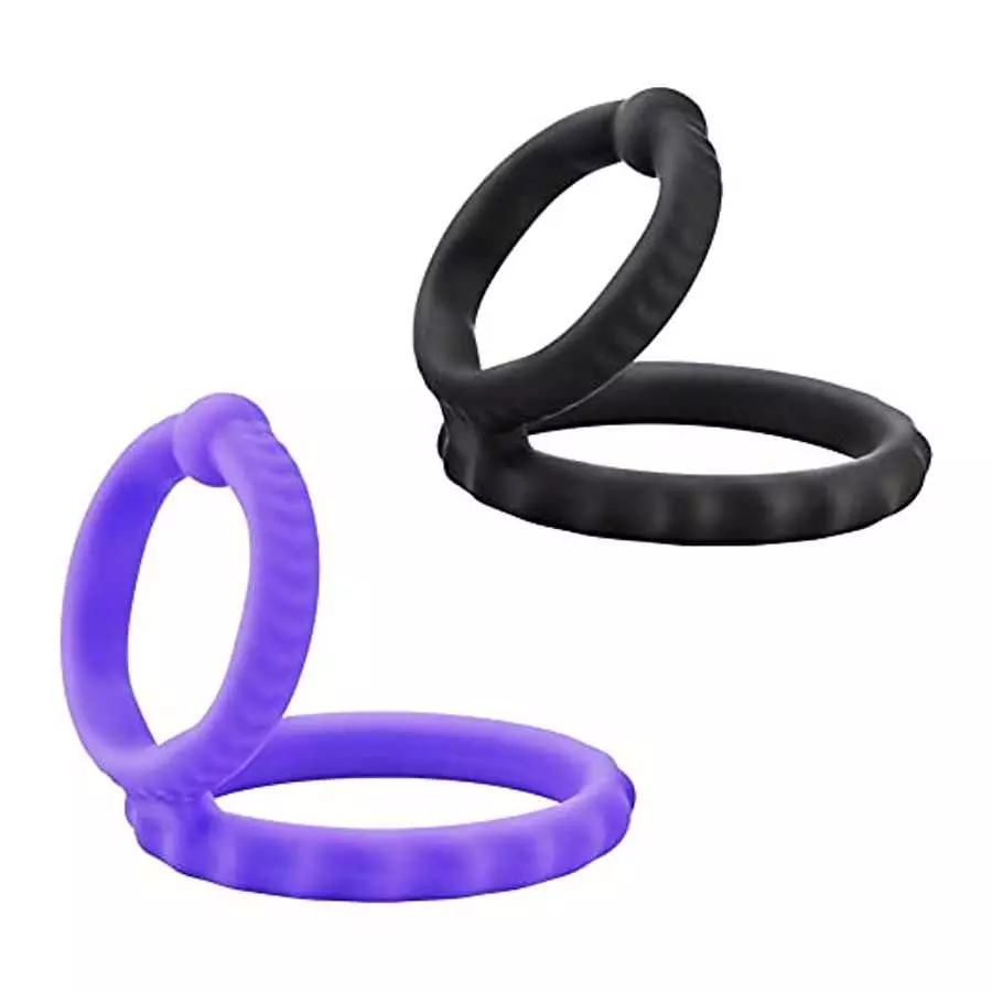 Silicone Penis Ring Set 2 in 1 Premium Stretchy Cock Ring for Erection Enhancing 2 Pcs Delay Control Sex Toy for Men
