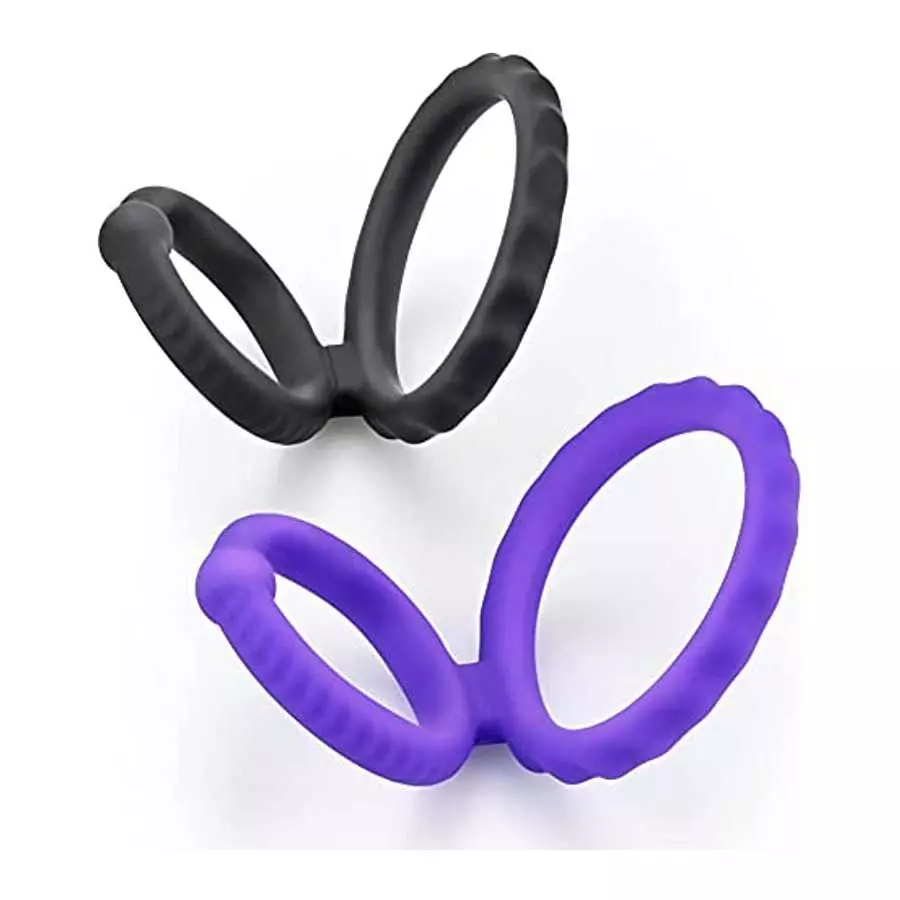 Silicone Penis Ring Set 2 in 1 Premium Stretchy Cock Ring for Erection Enhancing 2 Pcs Delay Control Sex Toy for Men