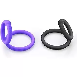 Silicone Penis Ring Set 2 in 1 Premium Stretchy Cock Ring for Erection Enhancing 2 Pcs Delay Control Sex Toy for Men