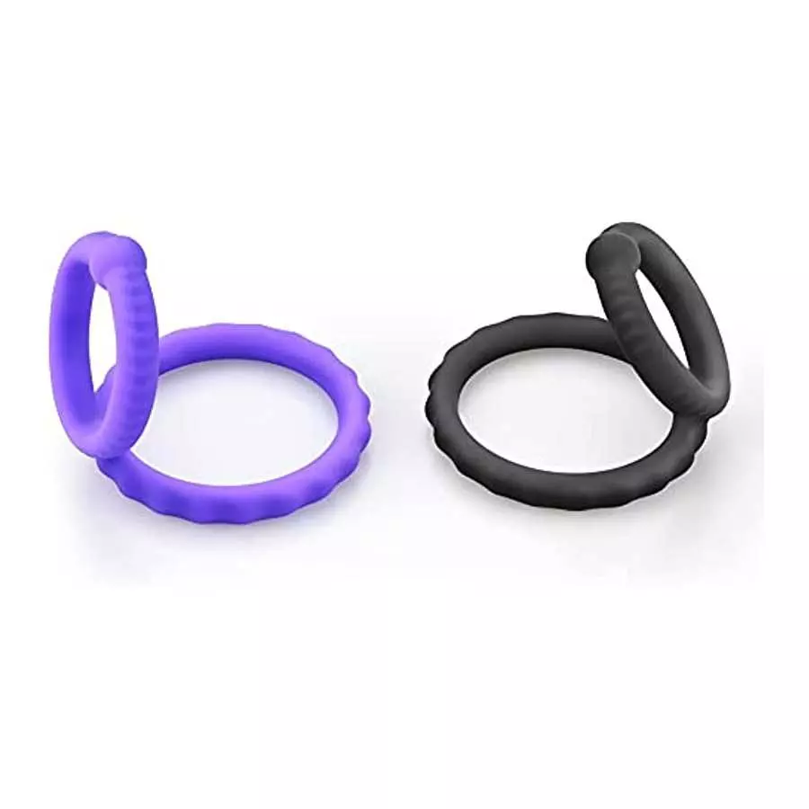 Silicone Penis Ring Set 2 in 1 Premium Stretchy Cock Ring for Erection Enhancing 2 Pcs Delay Control Sex Toy for Men