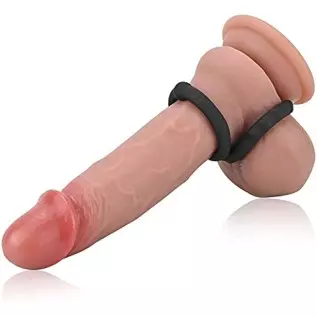 Silicone Penis Ring Set 2 in 1 Premium Stretchy Cock Ring for Erection Enhancing 2 Pcs Delay Control Sex Toy for Men