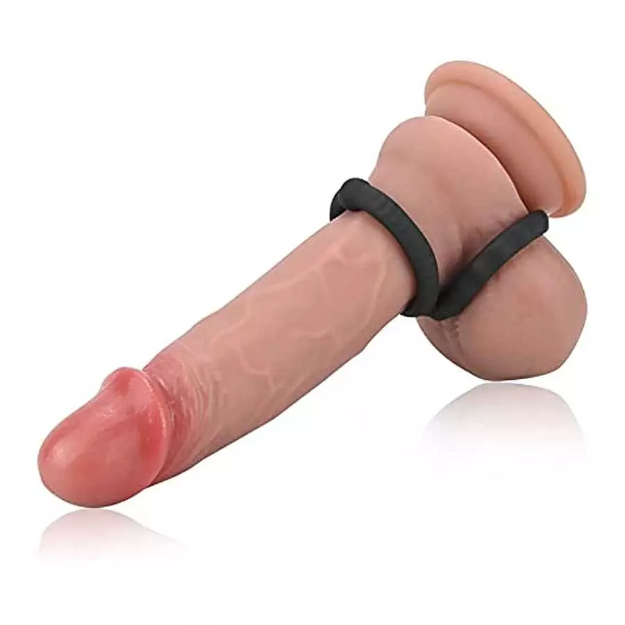 Silicone Penis Ring Set 2 in 1 Premium Stretchy Cock Ring for Erection Enhancing 2 Pcs Delay Control Sex Toy for Men