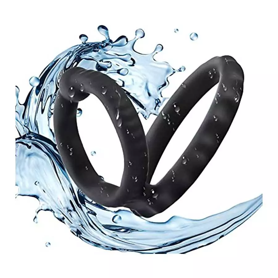 Silicone Penis Ring Set 2 in 1 Premium Stretchy Cock Ring for Erection Enhancing 2 Pcs Delay Control Sex Toy for Men