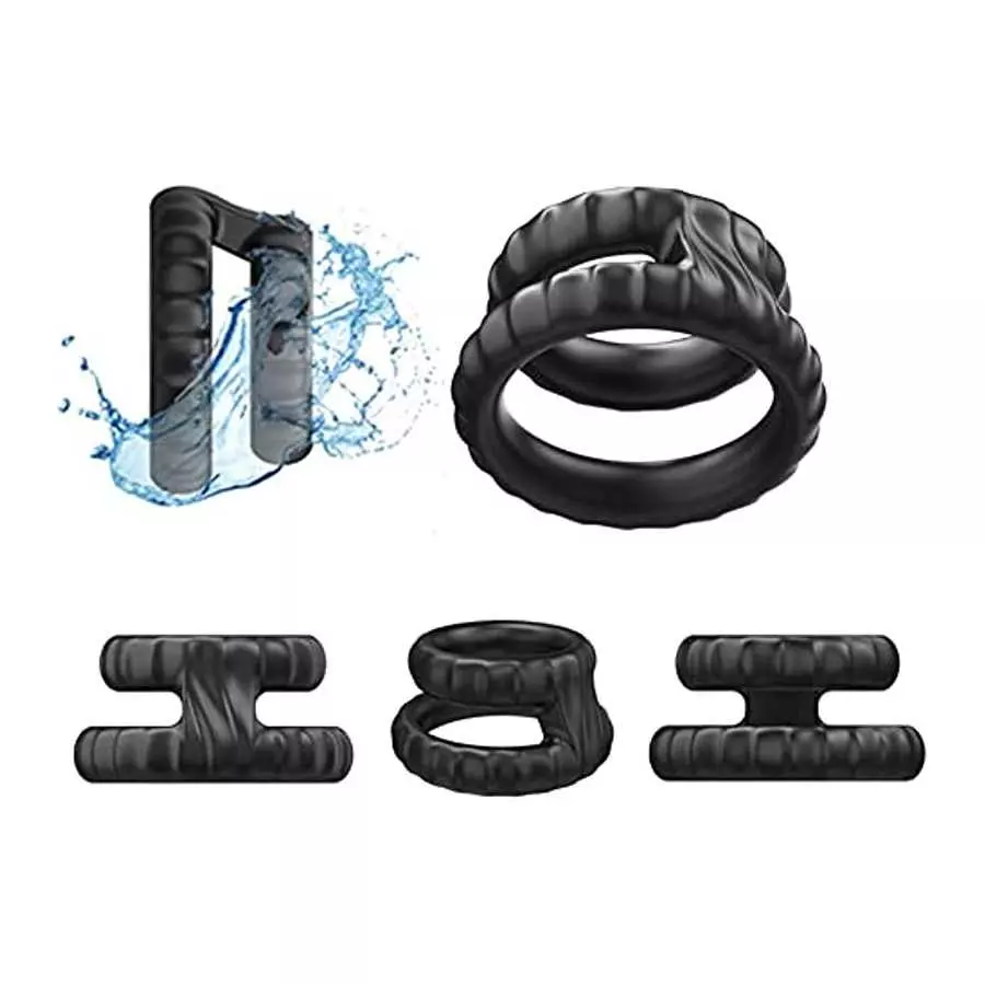 9Pcs Silicone Penis Ring , Ultra Soft Stretchy Cock Ring Penis Enlargers Erect Support Erection Enhancing Long Lasting Stronger