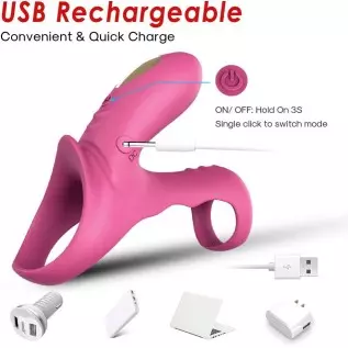 Vibrating Cock Ring，Silicone Dual Penis Rings for Men Longer-Lasting Erection, Couple Vibrator for Male Enhancer Stimulator Clit