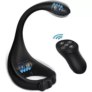 Vibrating Cock Ring, WIMOSO 3 in 1 Penis Rings for Men Prostate Stimulor Massager Toys Anal Vibrator with Remote,10 Frequencies,
