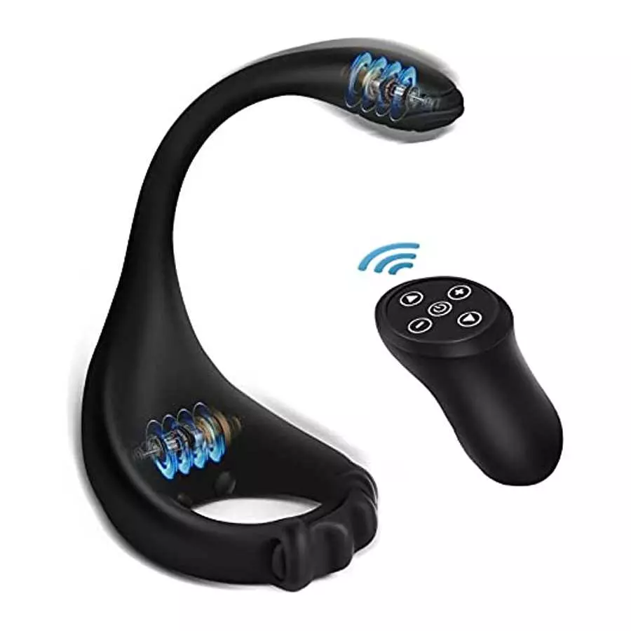 Vibrating Cock Ring, WIMOSO 3 in 1 Penis Rings for Men Prostate Stimulor Massager Toys Anal Vibrator with Remote,10 Frequencies,