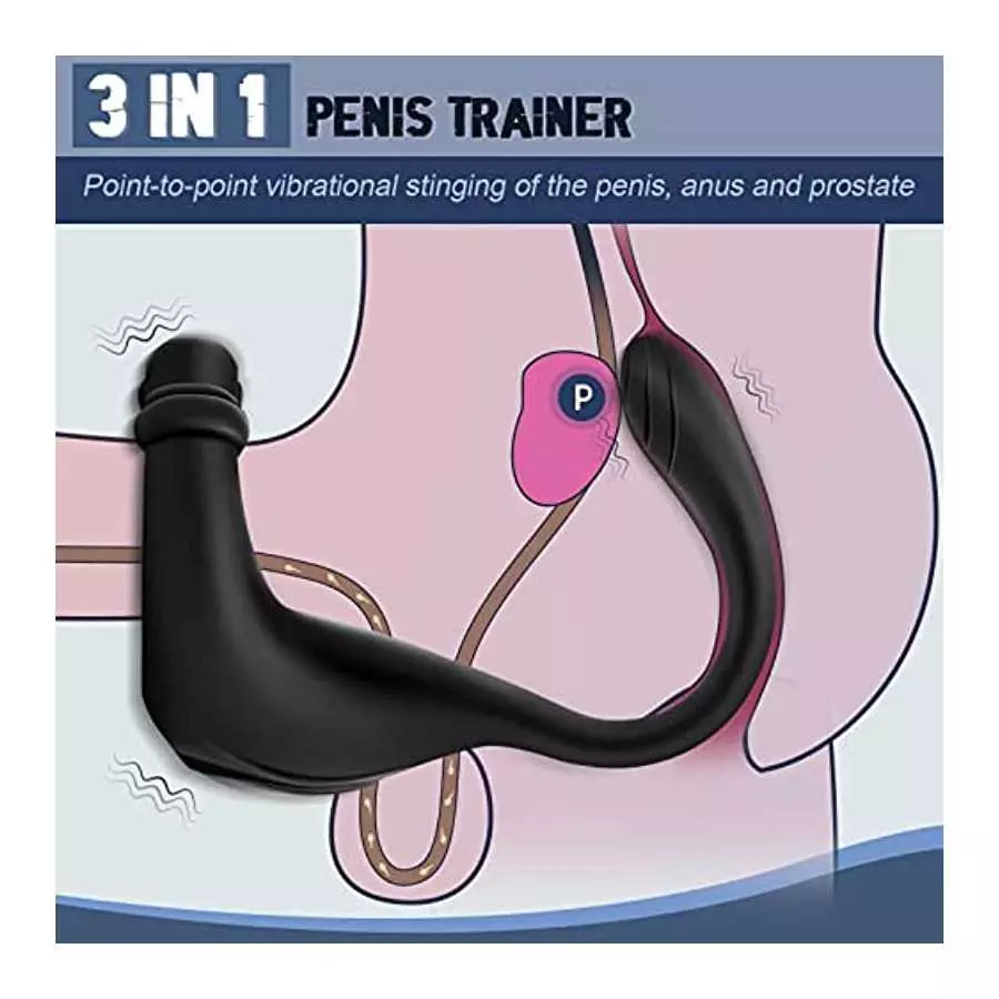 Vibrating Cock Ring, WIMOSO 3 in 1 Penis Rings for Men Prostate Stimulor Massager Toys Anal Vibrator with Remote,10 Frequencies,