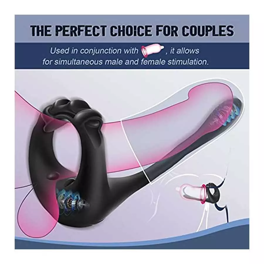 Vibrating Cock Ring, WIMOSO 3 in 1 Penis Rings for Men Prostate Stimulor Massager Toys Anal Vibrator with Remote,10 Frequencies,