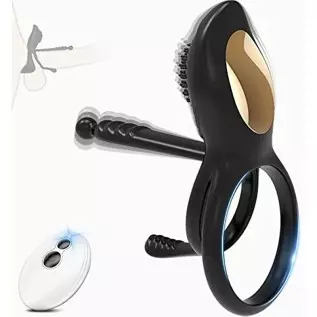 Vibrating Cock Ring，Lenahu Penis Ring with 10 Vibration Modes and Clitoral Vibrator，Sex Toys for Men with G-Spot Massage， Male S