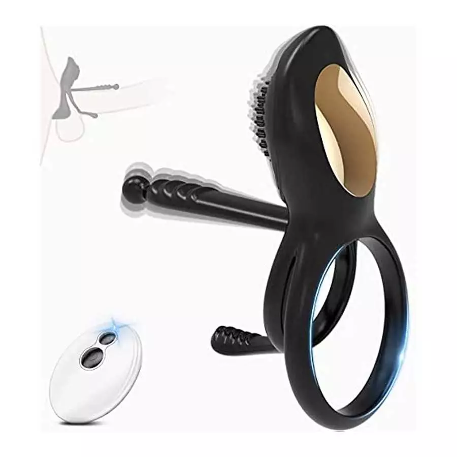 Vibrating Cock Ring，Lenahu Penis Ring with 10 Vibration Modes and Clitoral Vibrator，Sex Toys for Men with G-Spot Massage， Male S