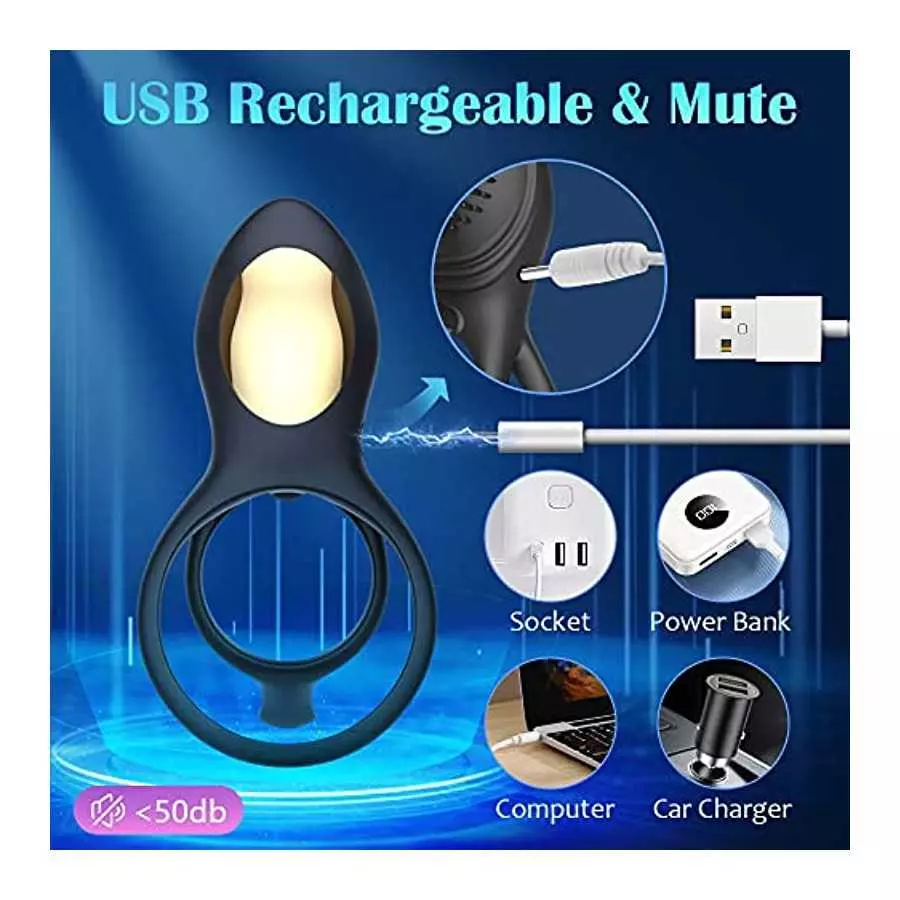 Vibrating Cock Ring，Lenahu Penis Ring with 10 Vibration Modes and Clitoral Vibrator，Sex Toys for Men with G-Spot Massage， Male S