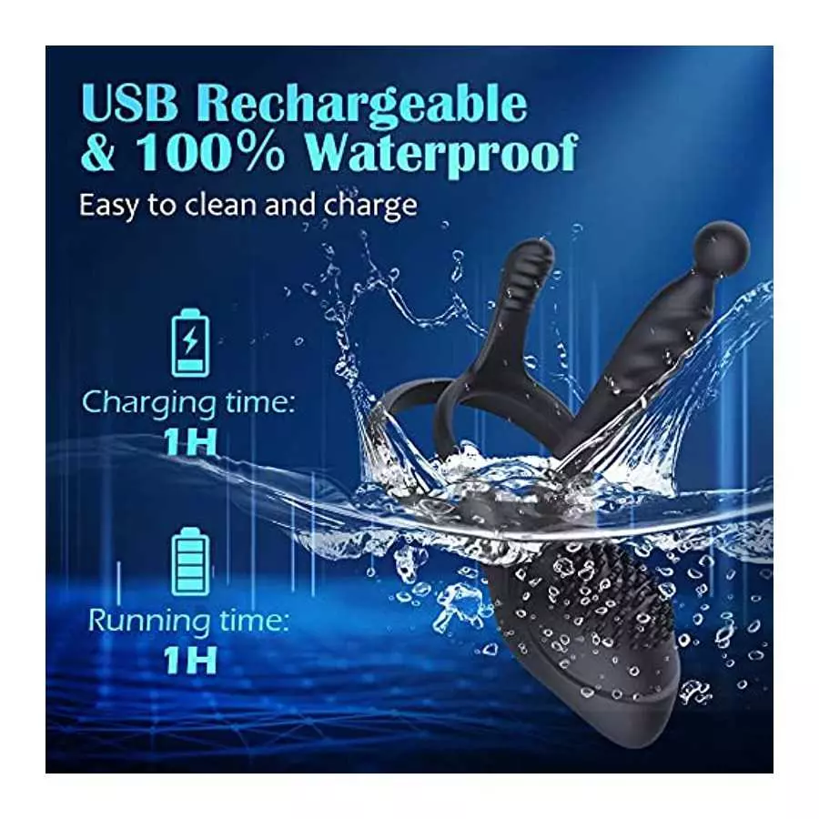 Vibrating Cock Ring，Lenahu Penis Ring with 10 Vibration Modes and Clitoral Vibrator，Sex Toys for Men with G-Spot Massage， Male S