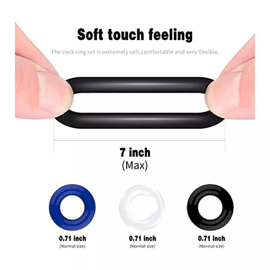 Cock Rings for Men Couples Erection Sex Soft Silicone Penis Rings for Men's Sensory Pleasure Adjustable Rubber SQ-70
