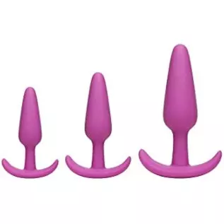 Doc Johnson Mood - Naughty 1 Trainer Set - Small, Medium, Large - Silicone Butt Plugs with Tapered Base for Comfort Between The 