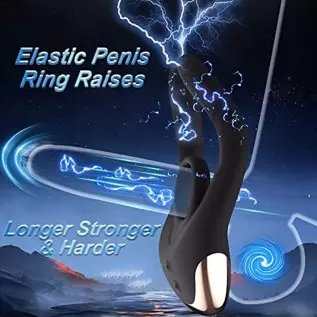 Electric Shock Vibrating Cock Ring with Clitoral Vibrator,10 Vibration & Electric Stimulation Penis Vibrator CockRing, Remote Co