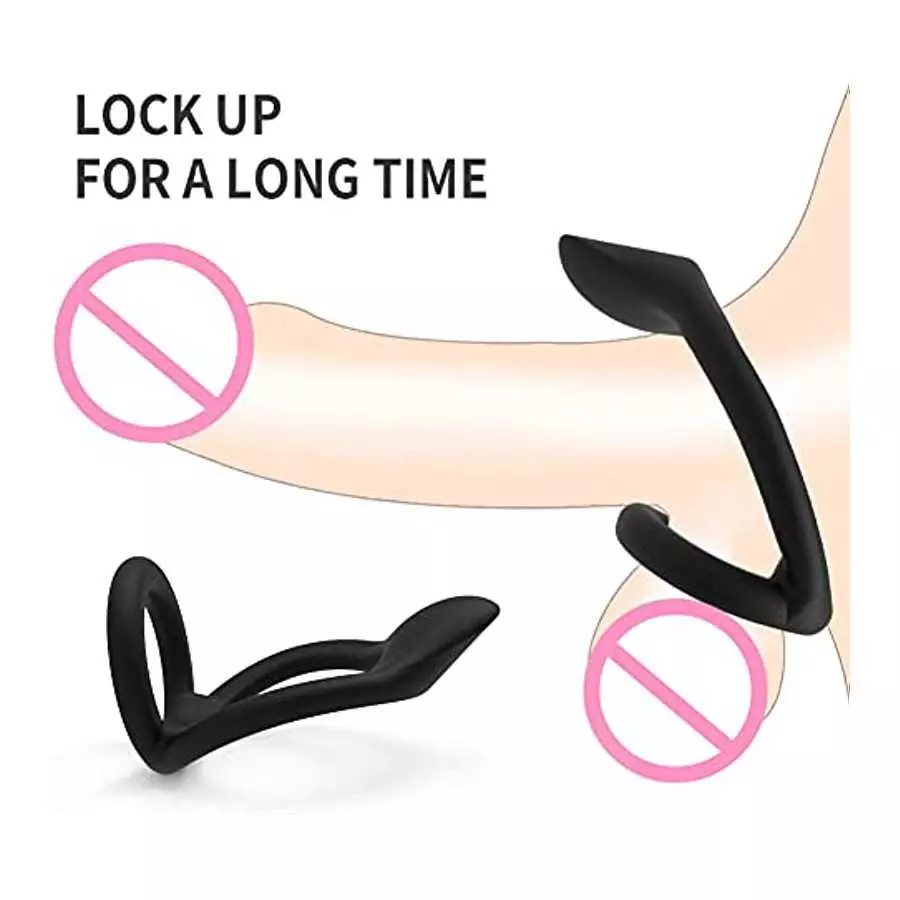 Silicone Cock Ring for Men Pleasure, Penis Rings for Male Enhancement Testicles 2 in 1 Ultra Soft Stretchy Erection Ring for Pen