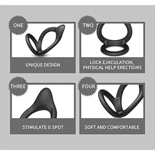 Silicone Cock Ring for Men Pleasure, Penis Rings for Male Enhancement Testicles 2 in 1 Ultra Soft Stretchy Erection Ring for Pen