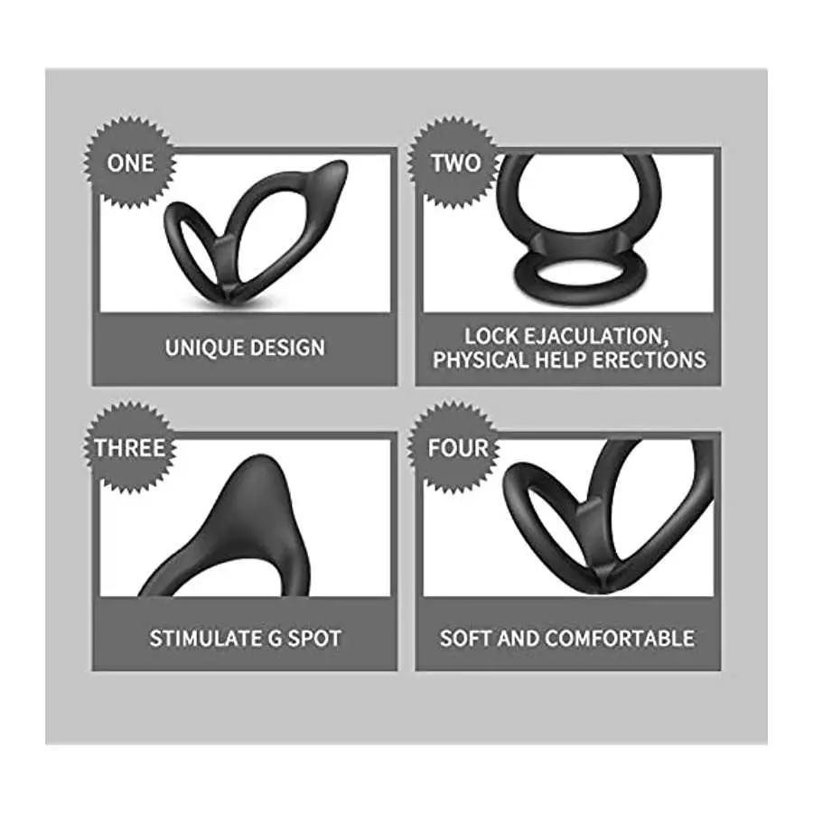 Silicone Cock Ring for Men Pleasure, Penis Rings for Male Enhancement Testicles 2 in 1 Ultra Soft Stretchy Erection Ring for Pen