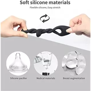 Silicone Cock Ring for Men Pleasure, Penis Rings for Male Enhancement Testicles 2 in 1 Ultra Soft Stretchy Erection Ring for Pen