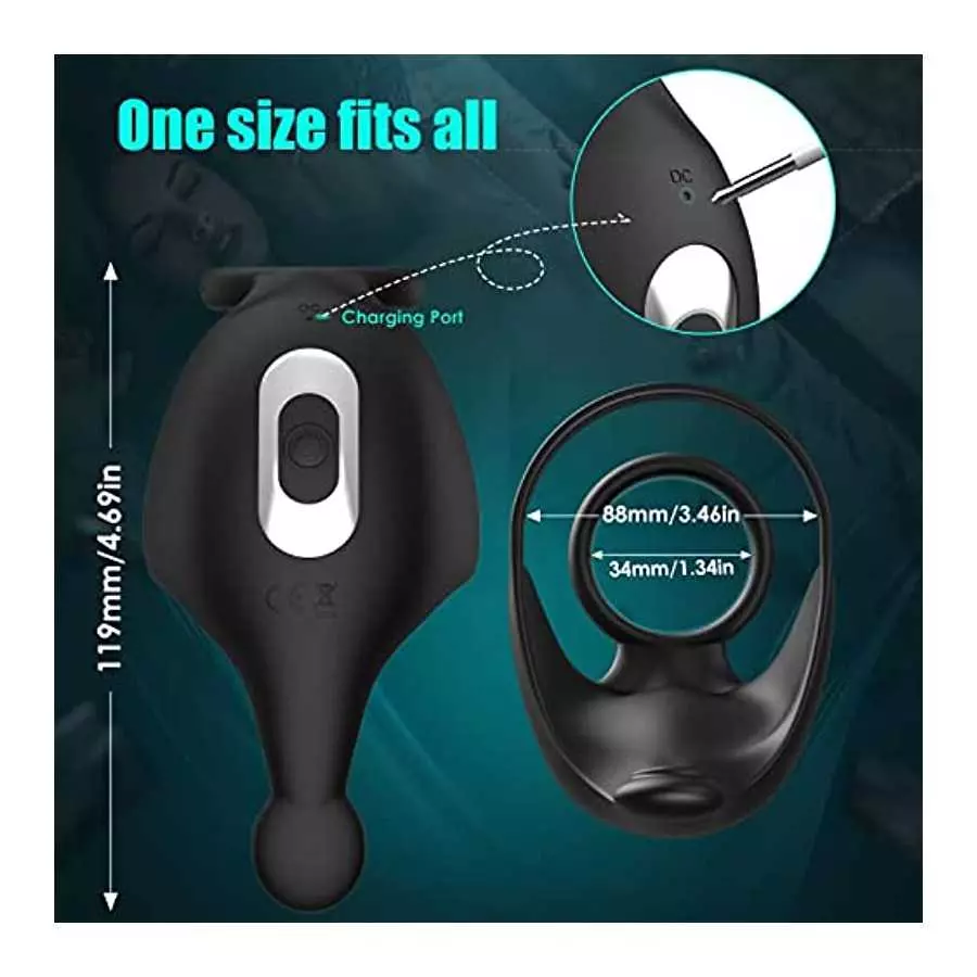 Vibrating Penis Rings, Dildo Vibrator Silicone Stretchy Vibrating Cock Ring 9 Vibration Modes, G-Spot & Clitoral Stimulator, 3 i