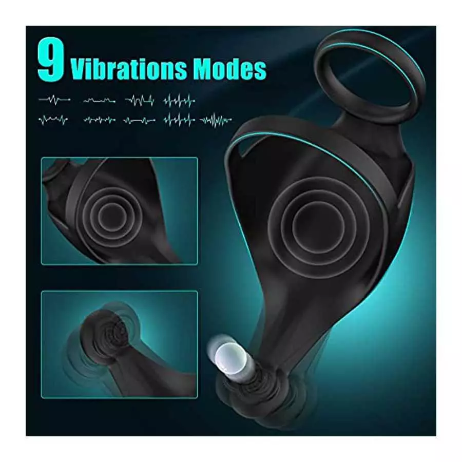Vibrating Penis Rings, Dildo Vibrator Silicone Stretchy Vibrating Cock Ring 9 Vibration Modes, G-Spot & Clitoral Stimulator, 3 i