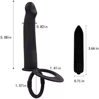 Silicone Strap On Penis Butt Plug, Double Penetration Dildo Vibrator with Cock Ring, Delay Ejaculation Anus Plug Massager Adult
