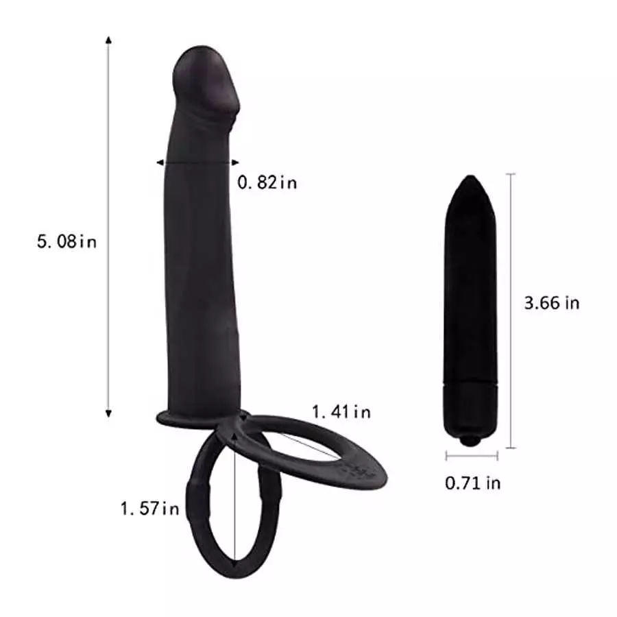 Silicone Strap On Penis Butt Plug, Double Penetration Dildo Vibrator with Cock Ring, Delay Ejaculation Anus Plug Massager Adult