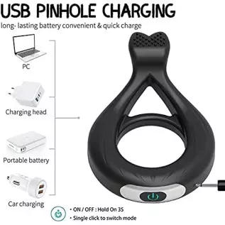 Silicone Vibrating Cock Ring 10 Vibration Modes Penis Ring Testicles Stimulates Waterproof Rechargeable Erection Pleasure Enhanc