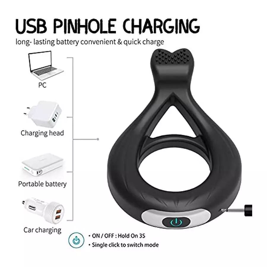 Silicone Vibrating Cock Ring 10 Vibration Modes Penis Ring Testicles Stimulates Waterproof Rechargeable Erection Pleasure Enhanc