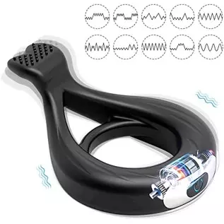 Silicone Vibrating Cock Ring 10 Vibration Modes Penis Ring Testicles Stimulates Waterproof Rechargeable Erection Pleasure Enhanc