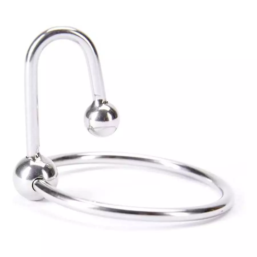 Stainless Steel Penis Cock Rings with Urethral Sounds Ball Male Erotic Penis Ring Adult Supplies (1.26 Inches)