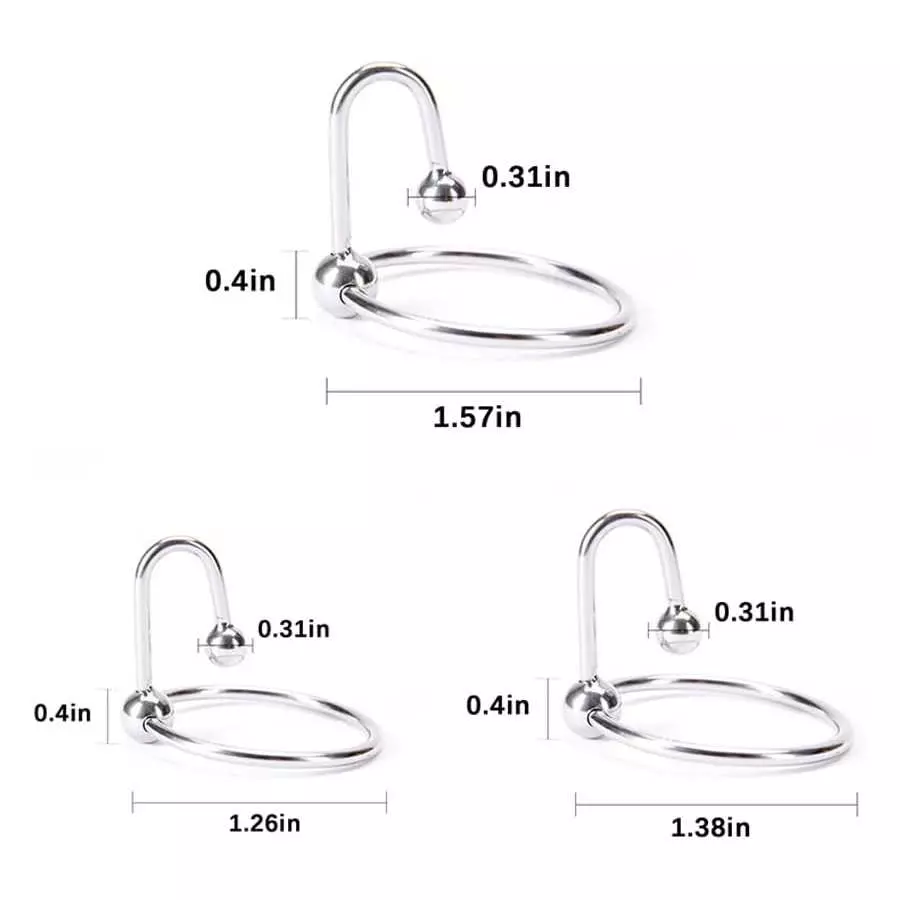 Stainless Steel Penis Cock Rings with Urethral Sounds Ball Male Erotic Penis Ring Adult Supplies (1.26 Inches)