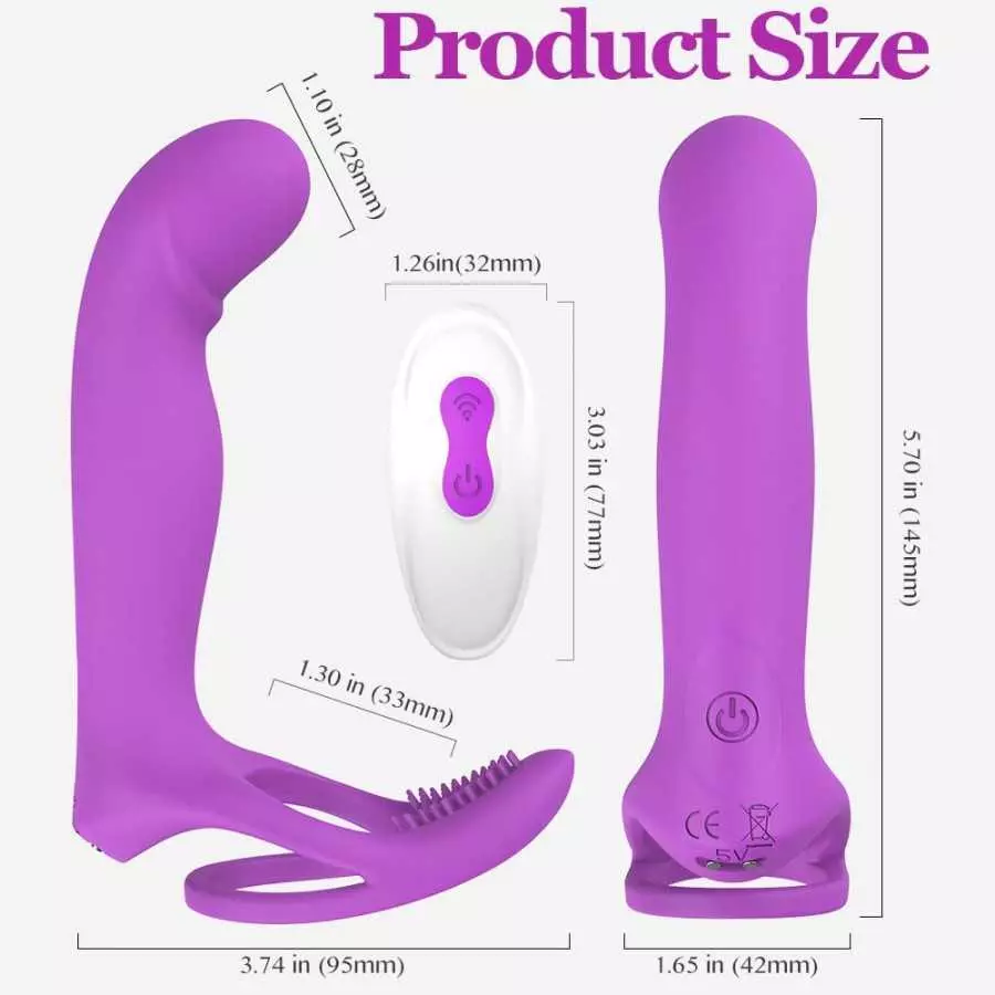 Couple Vibrator Sex Toys with Dual Penis Ring for Couples Play, BLlouang Remote Control Clitoris G-Spot Vibrator, Dildo Vibrator