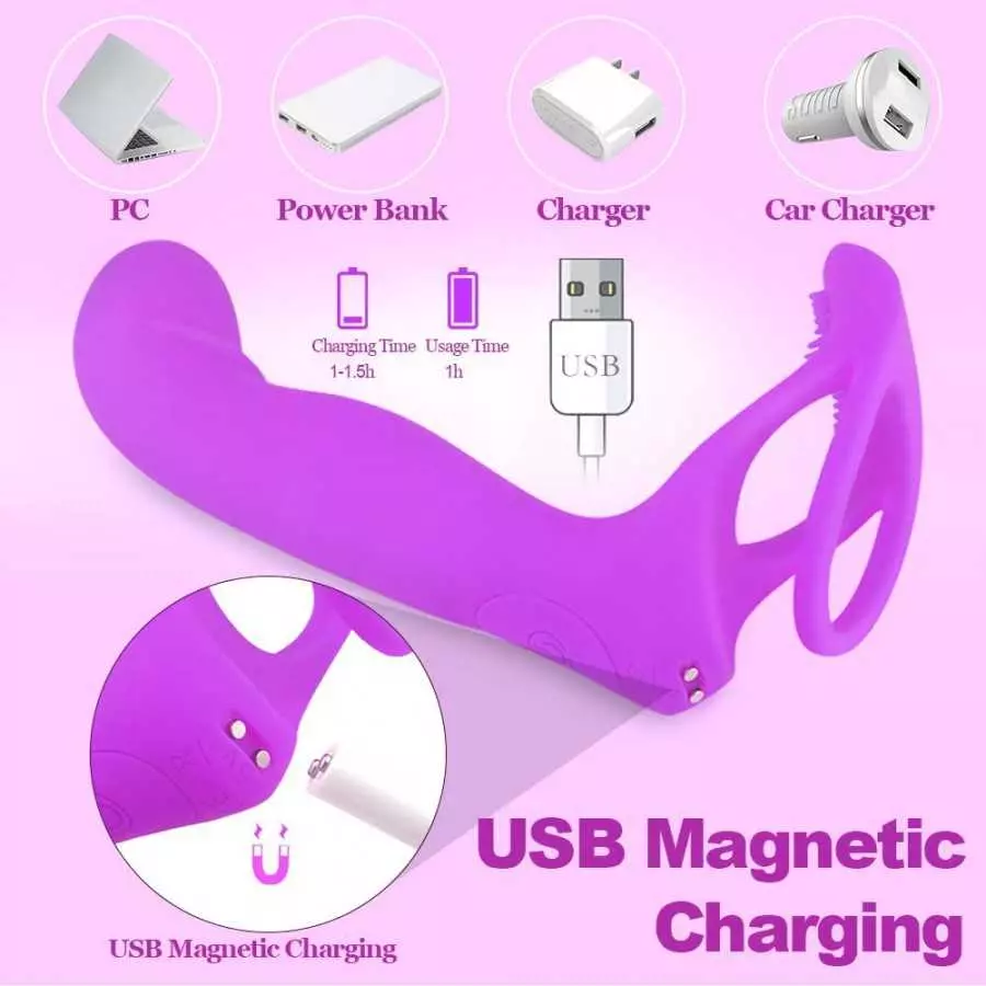 Couple Vibrator Sex Toys with Dual Penis Ring for Couples Play, BLlouang Remote Control Clitoris G-Spot Vibrator, Dildo Vibrator