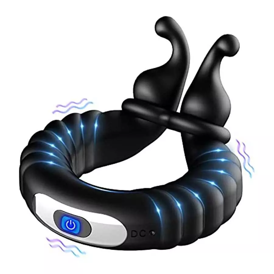 Vibrating Cock Ring Penis Rings for Men Erection Support Pleasure Enhance, Adjustable Size Silicone Vibration Machine with 10 Vi