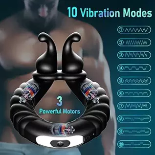 Vibrating Cock Ring Penis Rings for Men Erection Support Pleasure Enhance, Adjustable Size Silicone Vibration Machine with 10 Vi