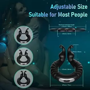Vibrating Cock Ring Penis Rings for Men Erection Support Pleasure Enhance, Adjustable Size Silicone Vibration Machine with 10 Vi