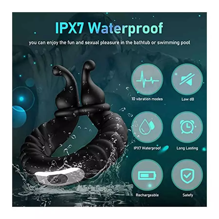 Vibrating Cock Ring Penis Rings for Men Erection Support Pleasure Enhance, Adjustable Size Silicone Vibration Machine with 10 Vi