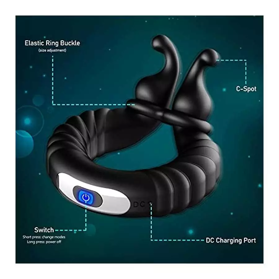 Vibrating Cock Ring Penis Rings for Men Erection Support Pleasure Enhance, Adjustable Size Silicone Vibration Machine with 10 Vi