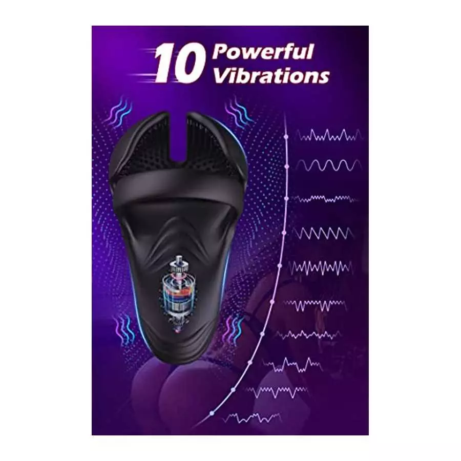 Vibrating Cock Ring, Evyleen Penis Ring with 10 Vibration Modes, Mens Vibrator for Prenium/Balls Stimulation, Waterproof Cock Ri